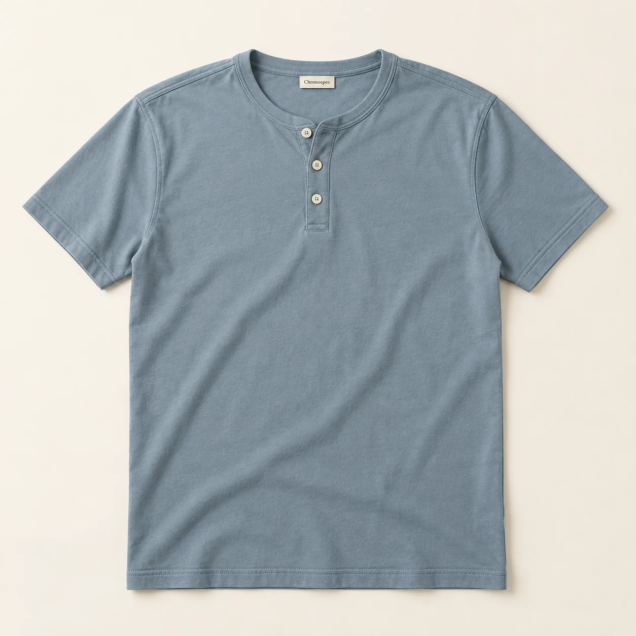 Brume Henley Tee — Mist blue, front view