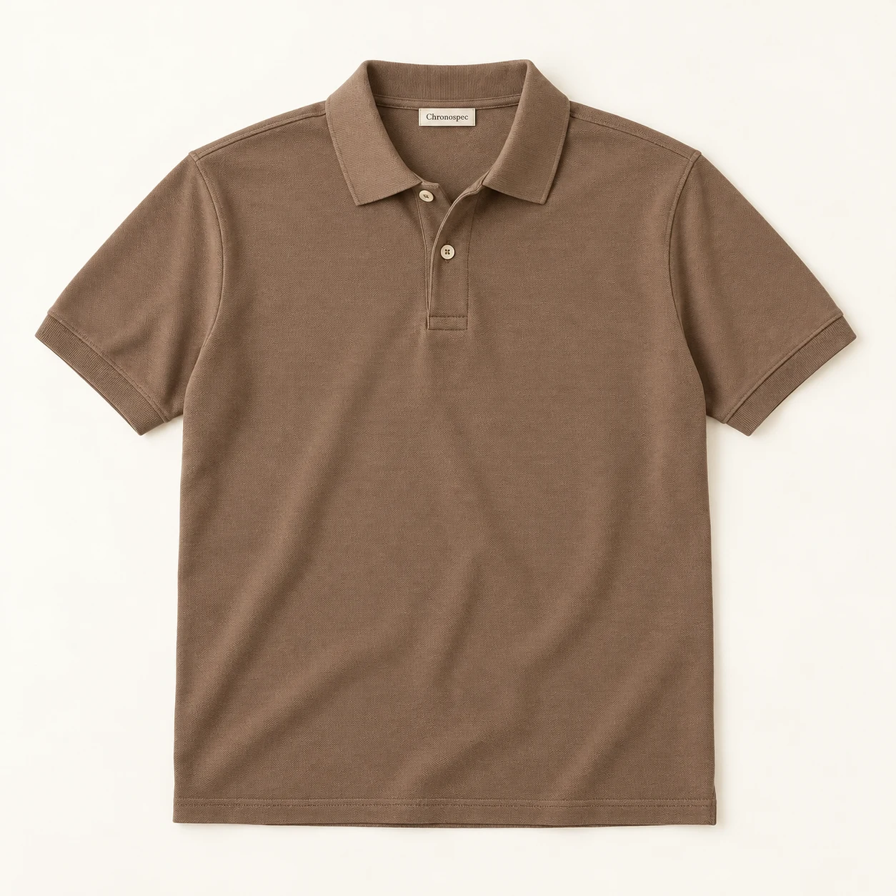 Argile Piqué Polo — Clay brown, front view