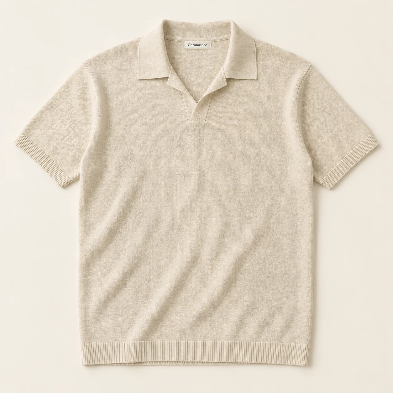 Lumière Open-Collar Polo — Cream, front view